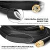 imageGiraffe Tools Garden Hose 75FT Lightweight Lay Flat Water Hose Kink Free Flexible Hose with 9 Spray Function Nozzle Black100Ft